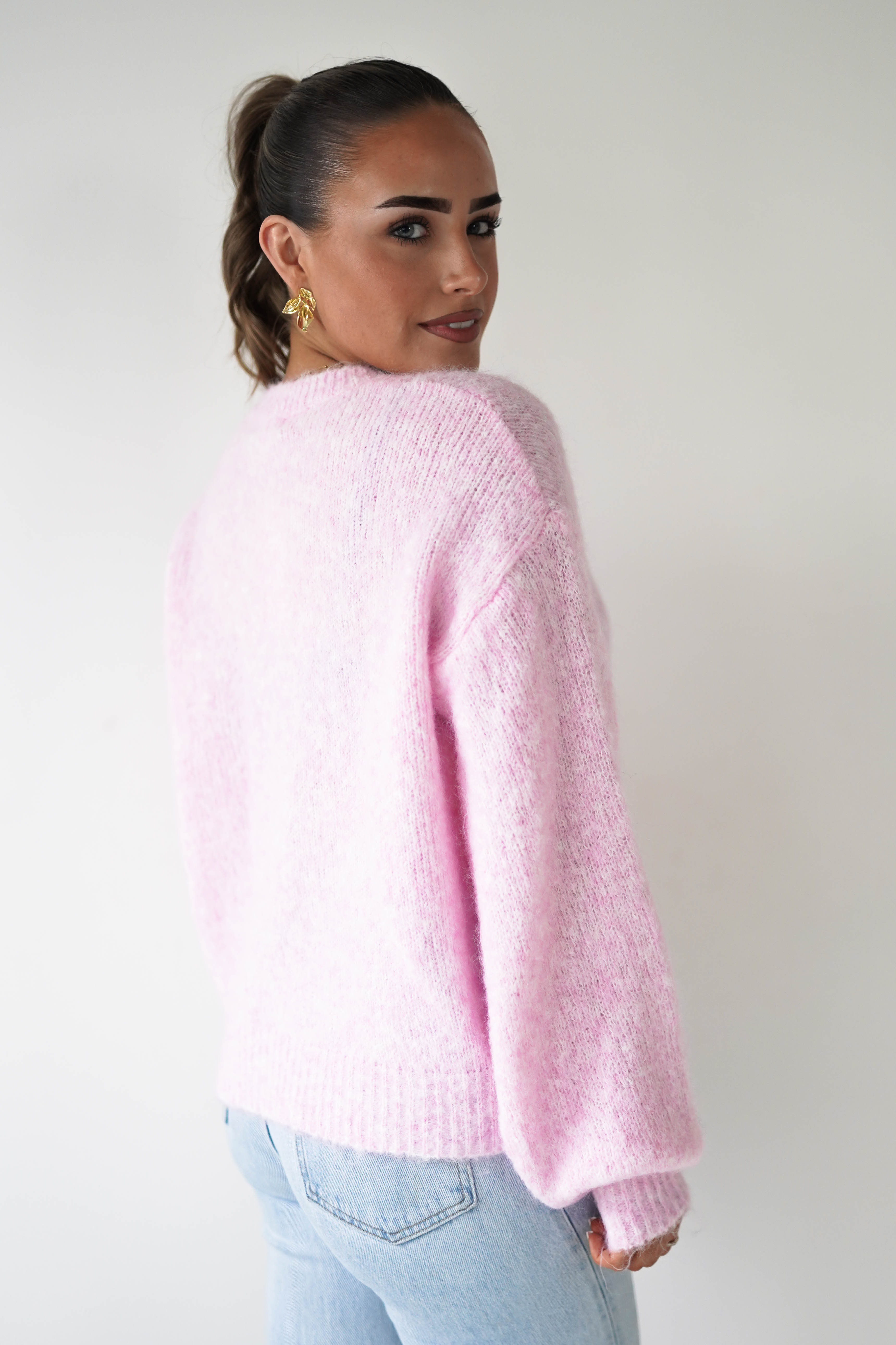Oh Hello Clothing Women > Clothing > Knitwear ONE SIZE (6/12) Calix Button Detail Knit Jumper | Pink
