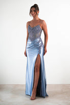 Caspian Embellished Bodycon Gown | Dusty Blue | Debs & Prom | Formal Gown | Oh Hello Clothing