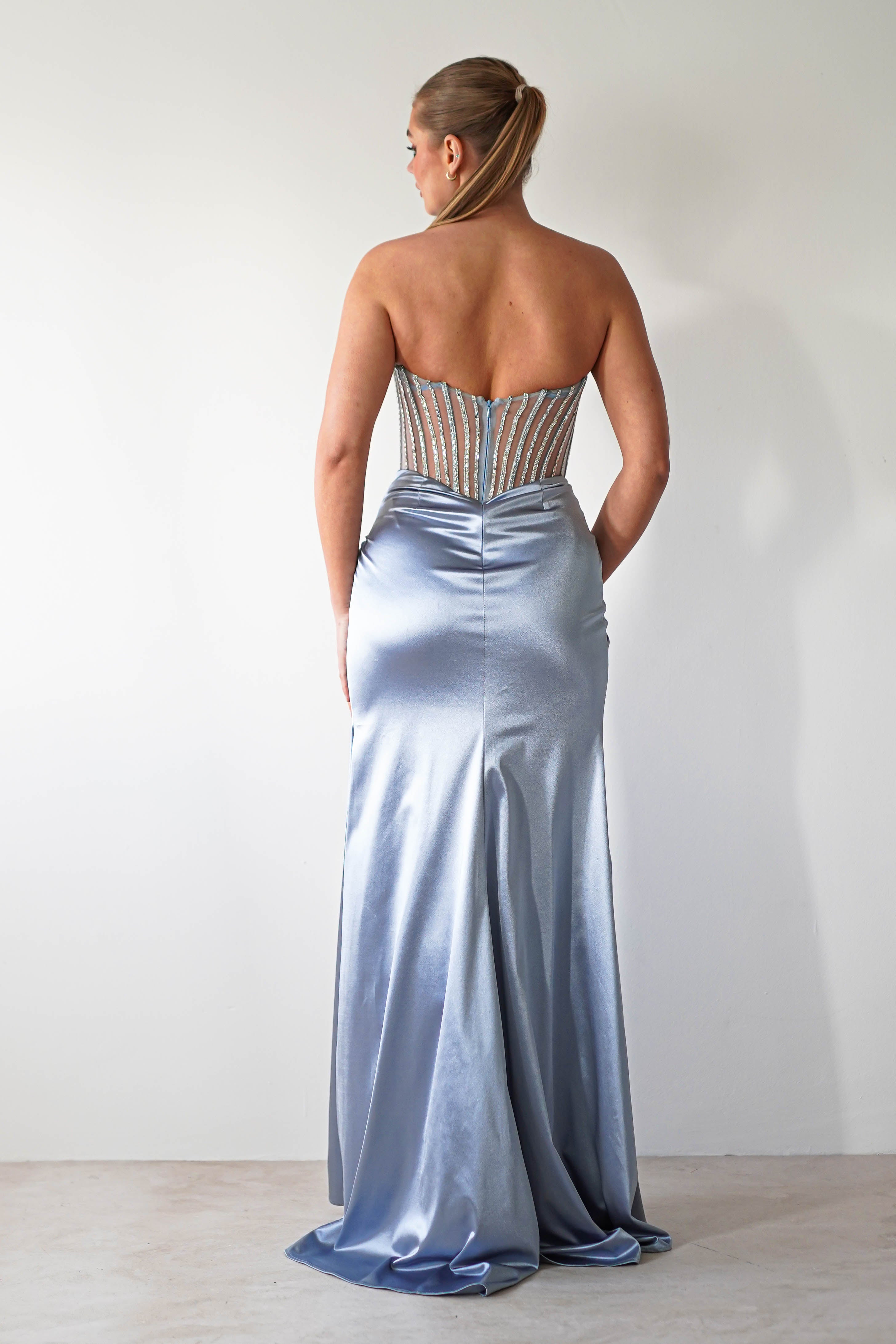 Crystal Bodycon Embellished Gown | Blue | Debs & Prom | Formal Gown | Oh Hello Clothing