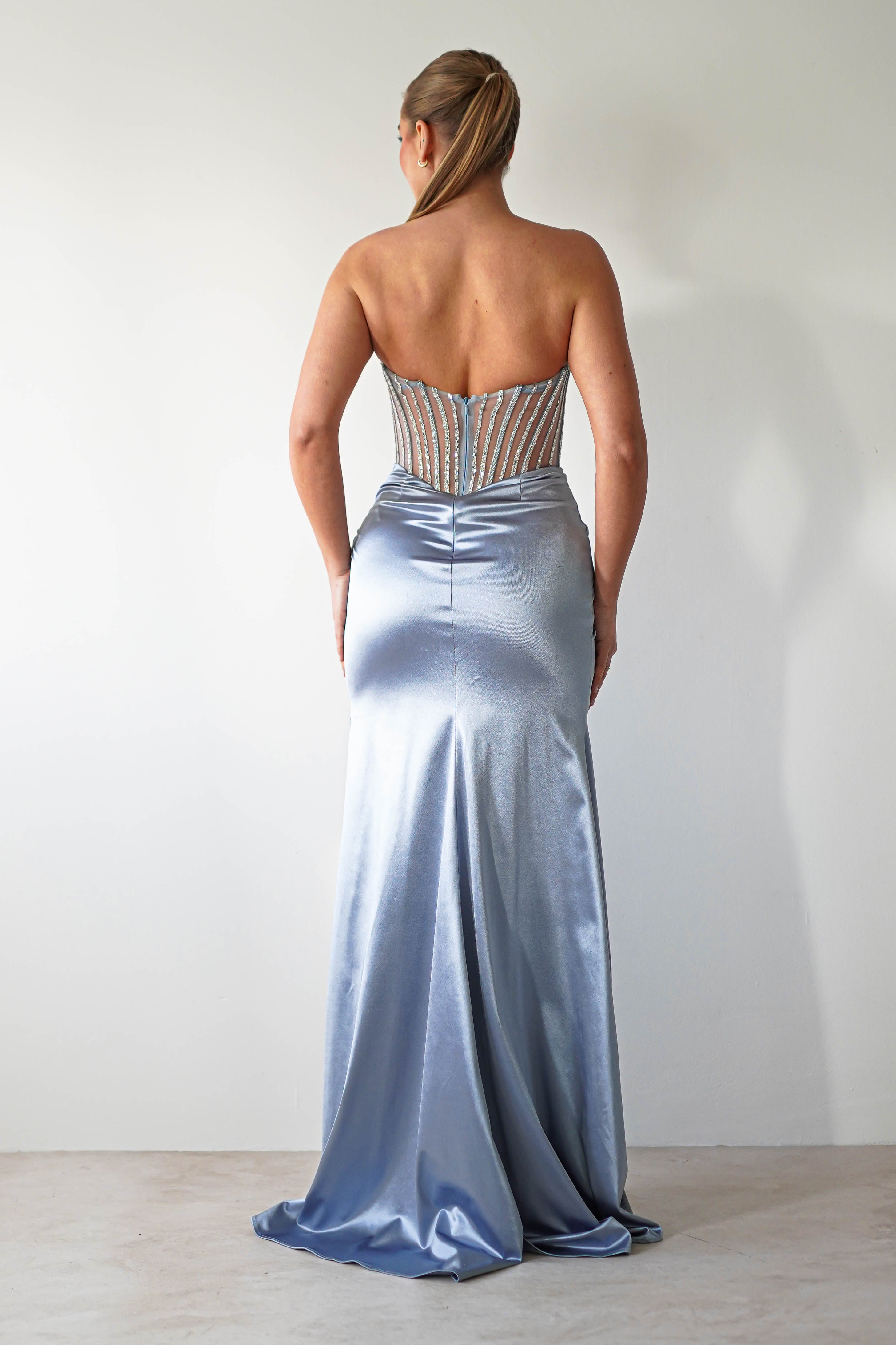 Crystal Bodycon Embellished Gown | Blue | Debs & Prom | Formal Gown | Oh Hello Clothing