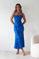 Dahlia Floral Jacquard Maxi Dress Royal Blue | Wedding Guest Dress | Maxi | Oh Hello Clothing