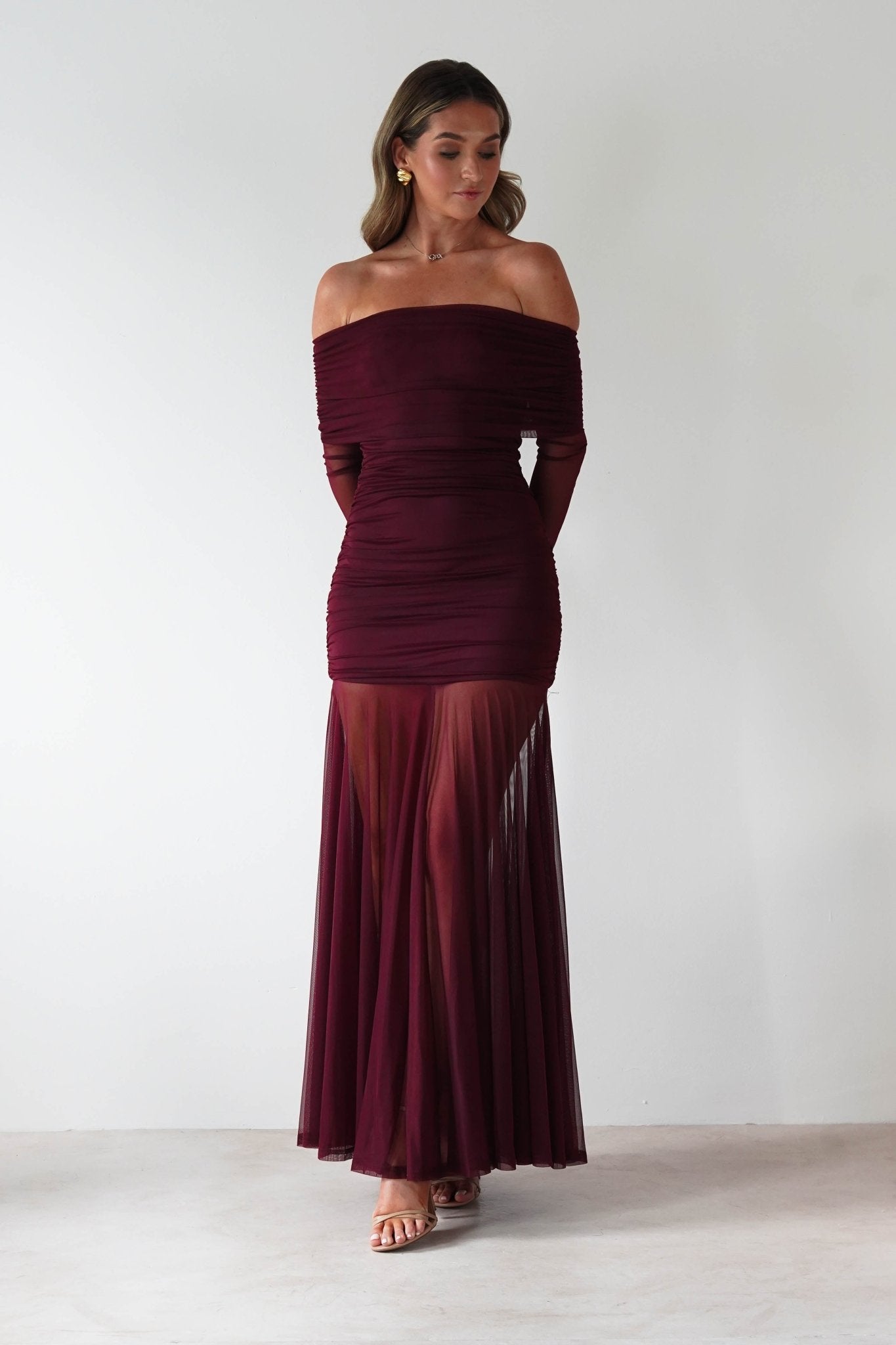 Dalton Mesh Maxi Dress Wine | Wedding Guest Dress | Maxi | Mesh | Oh Hello Clothing
