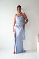 Oh Hello Clothing Dresses > Prom Dresses Diana Draped Strapless Rhinestone Gown | Blue
