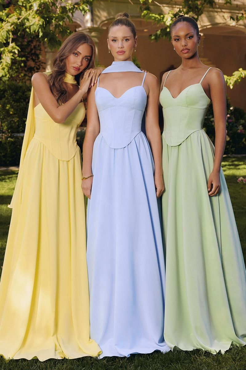 Oh Hello Clothing Dresses > Prom Dresses * DONE - Felicity Lace Up Corset Maxi Dress | Blue