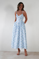 Carolyn Floral Print Maxi Dress Blue/White | Wedding Guest Dress | Maxi | Oh Hello Clothing