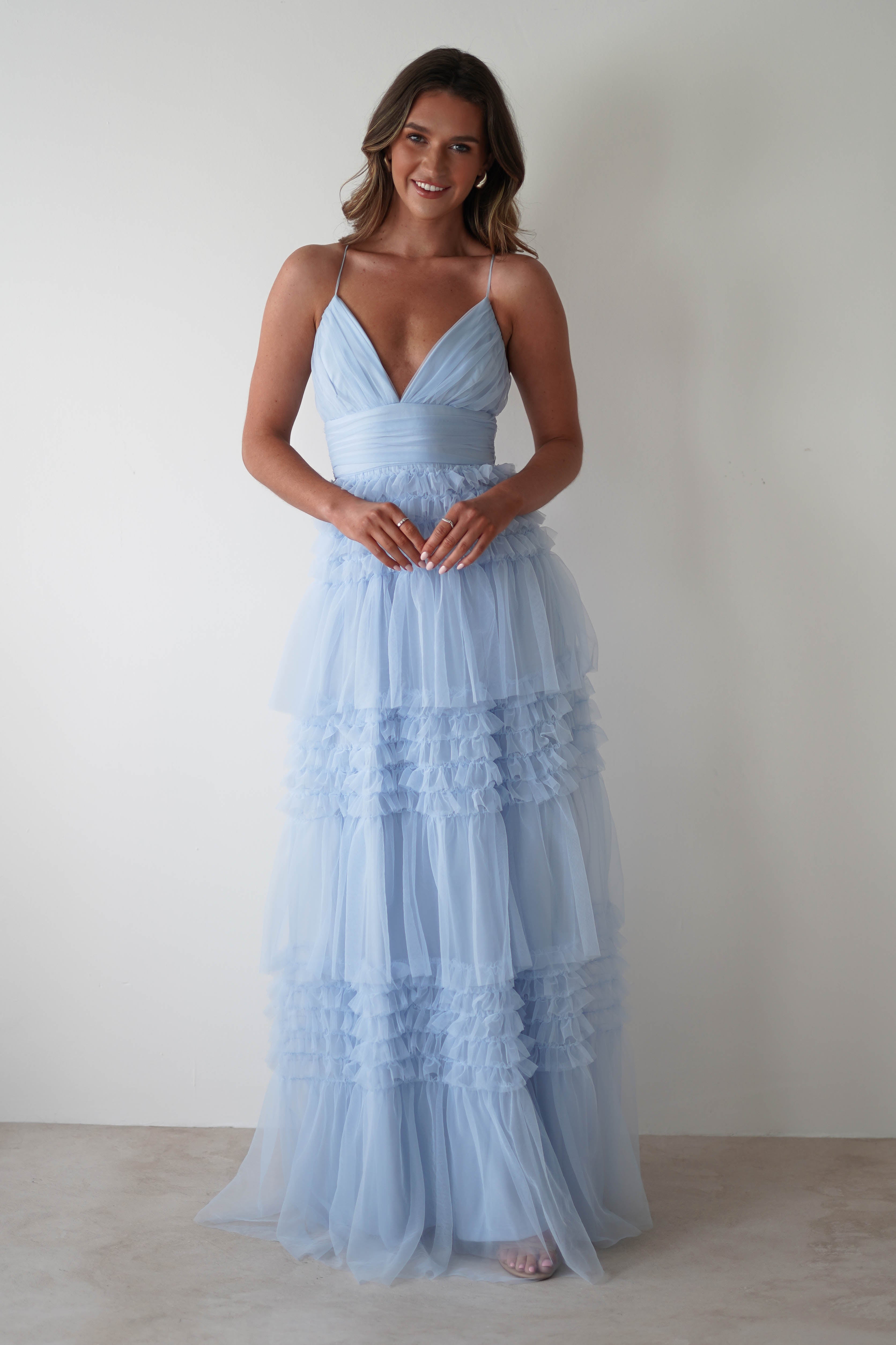 MANIJU On Sale Madeleine Tulle Layered Maxi Dress | Blue