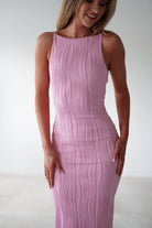 Brighton Textured Bodycon Midaxi Dress Pink | Wedding Guest Dress | Bodycon | Oh Hello Clothing