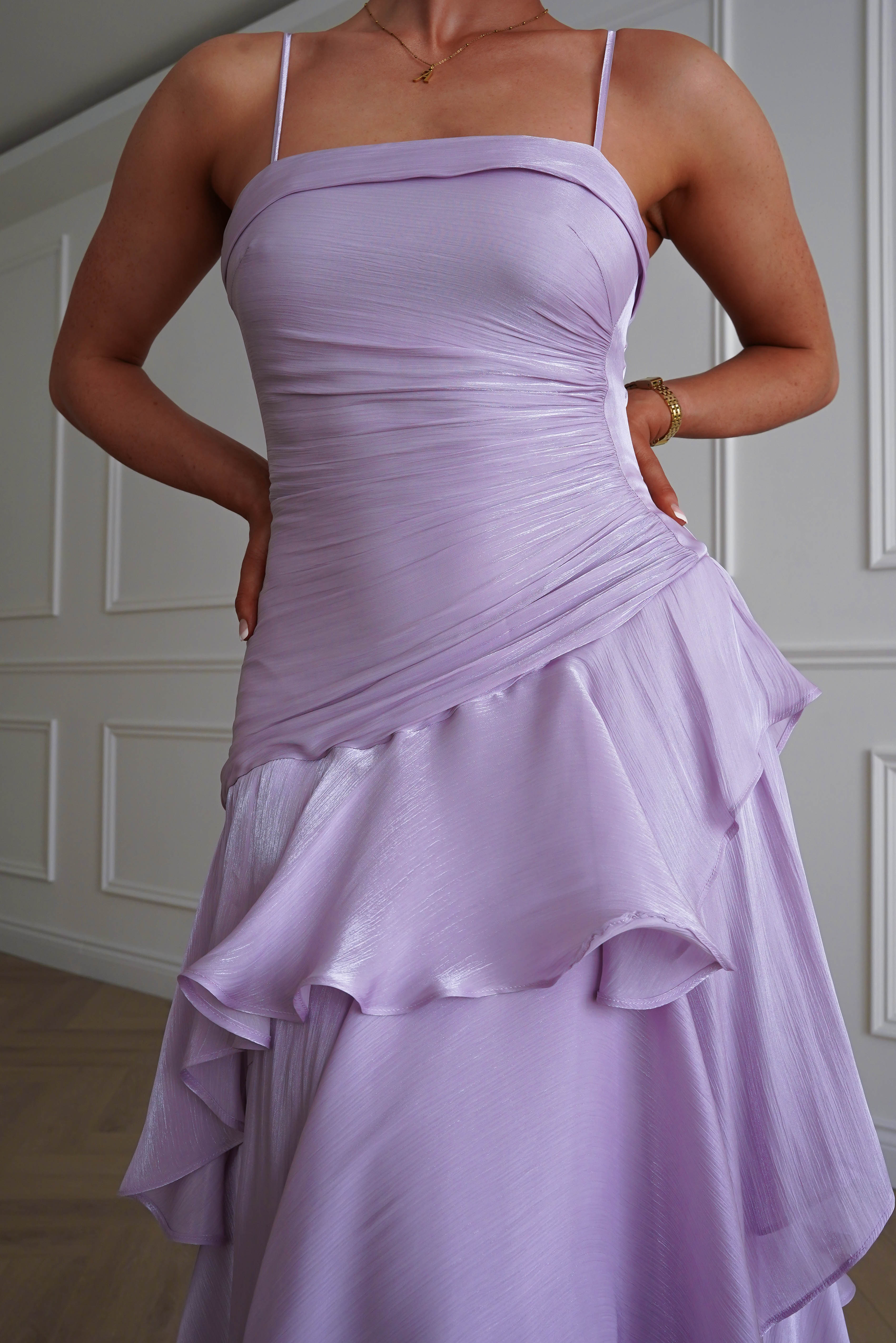 Oh Hello Clothing Women > Clothing > Dresses *DONE - Renee Luminescent Ruffle Maxi Dress | Lilac