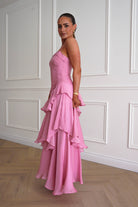 Oh Hello Clothing Women > Clothing > Dresses *DONE - Renee Luminescent Ruffle Maxi Dress | Pink