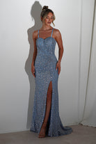 Ember Bodycon Sequin Gown | Slate Blue | Debs & Prom | Formal Gown | Oh Hello Clothing