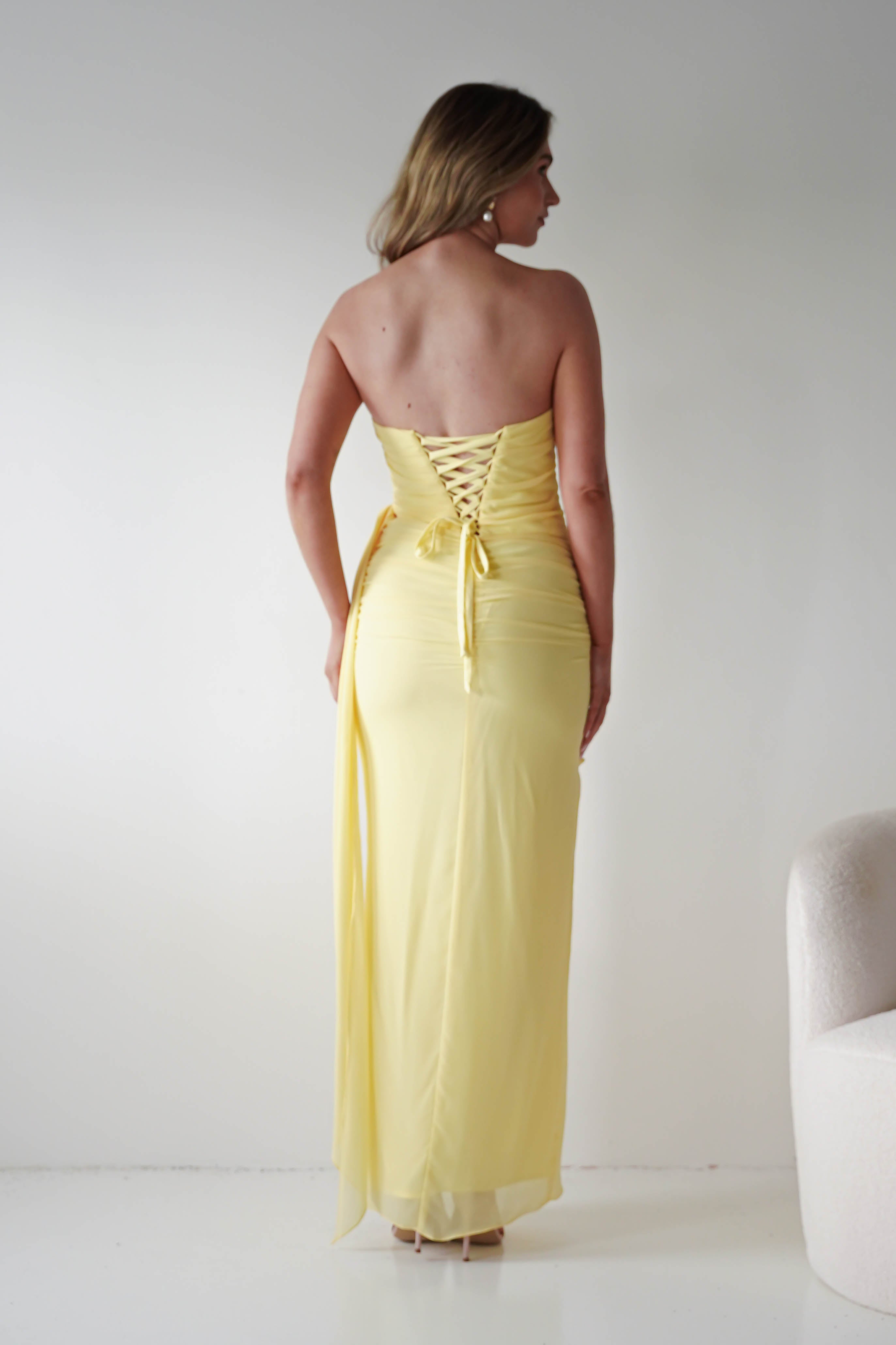 Oh Hello Clothing Women > Clothing > Dresses Finn Strapless Draped Maxi Dress | Yellow