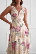 Oh Hello Clothing Women > Clothing > Dresses Flora Tiered Floral Print Maxi Dress | Yellow