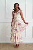 Oh Hello Clothing Women > Clothing > Dresses Flora Tiered Floral Print Maxi Dress | Yellow