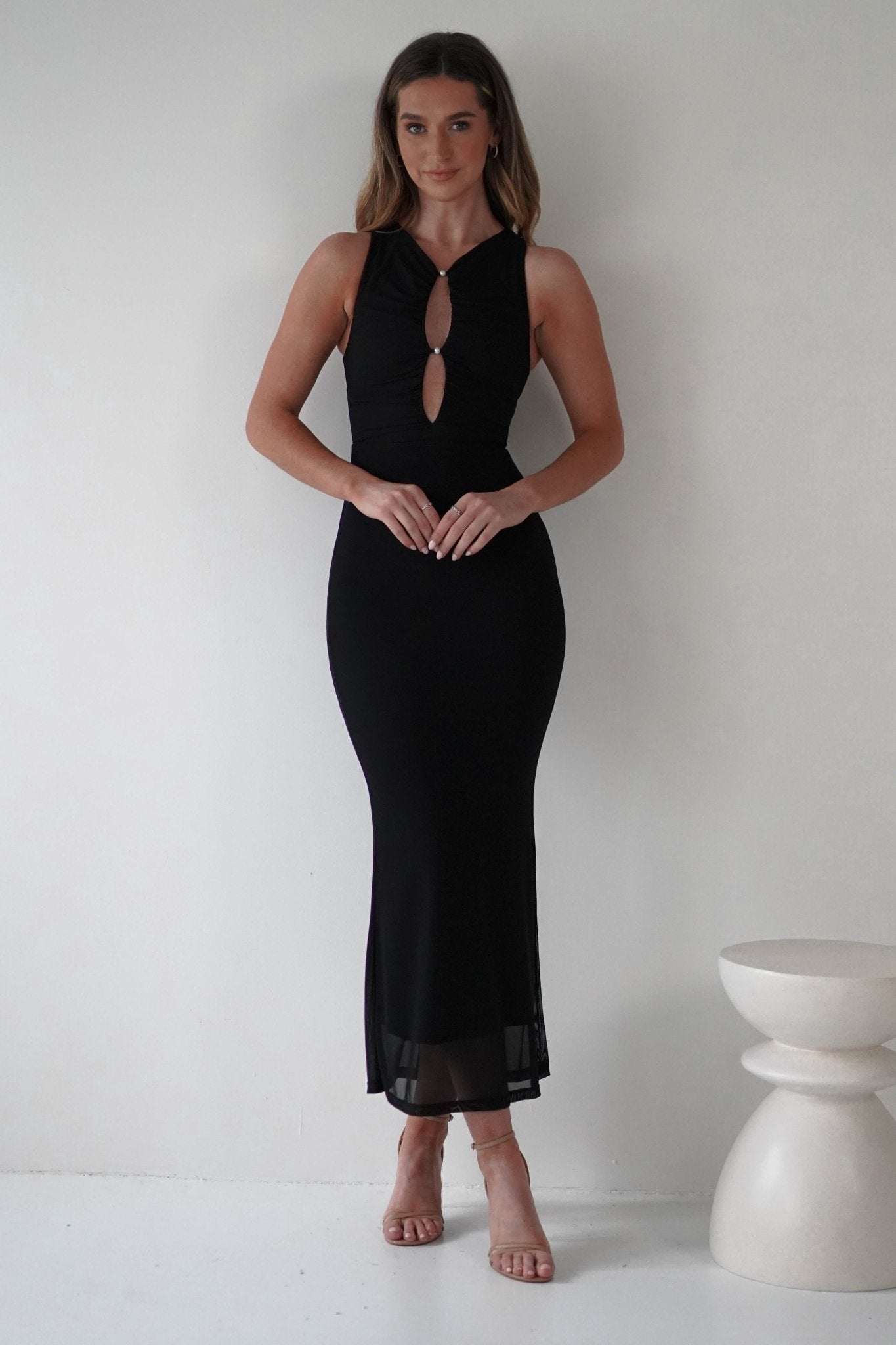 Hallie Mesh Bodycon Maxi Dress Black | Wedding Guest Dress | Bodycon | Maxi | Oh Hello Clothing