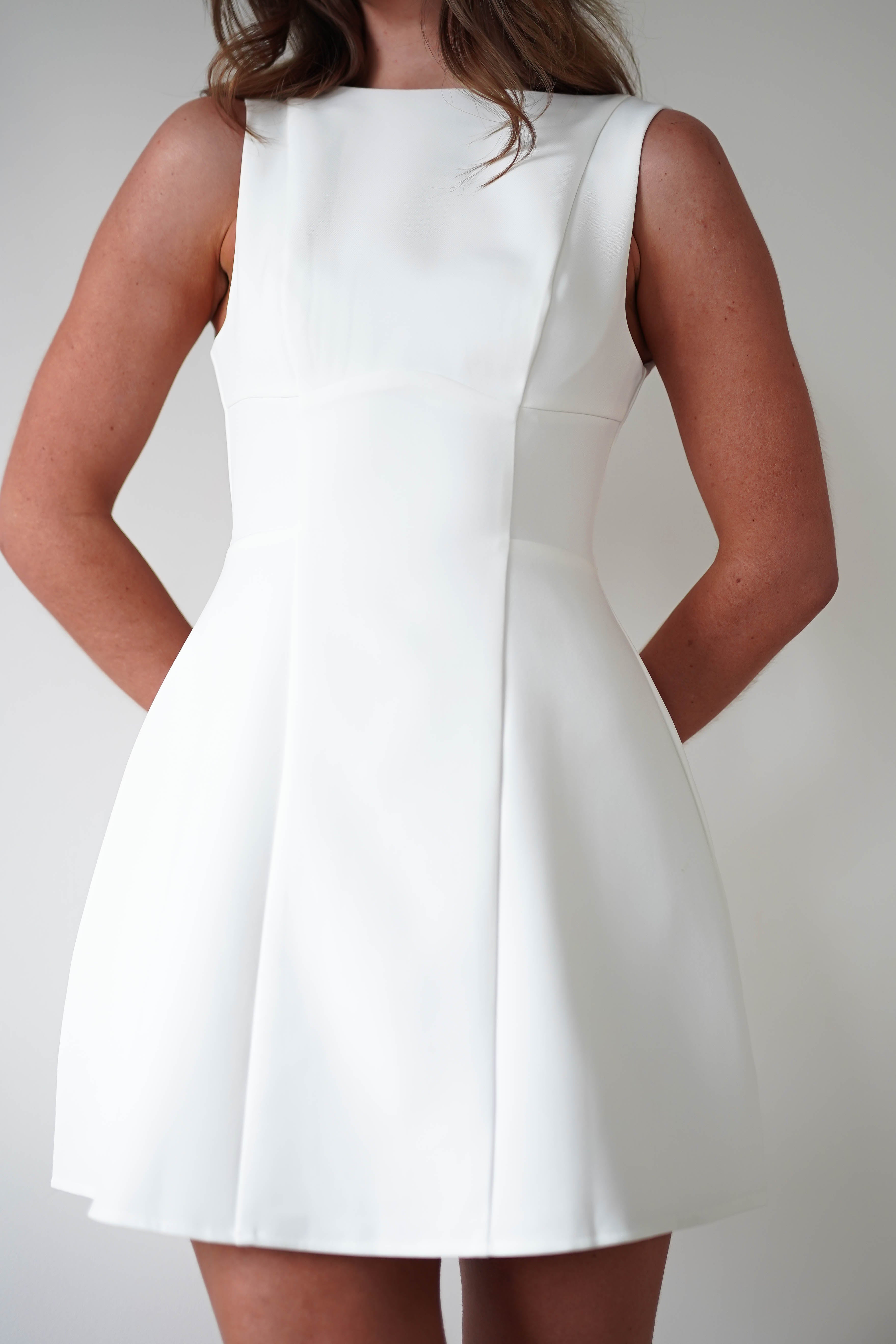 Hannah Structured Mini Dress | White | Graduation | Bride To Be Hen Dress | Oh Hello Clothing