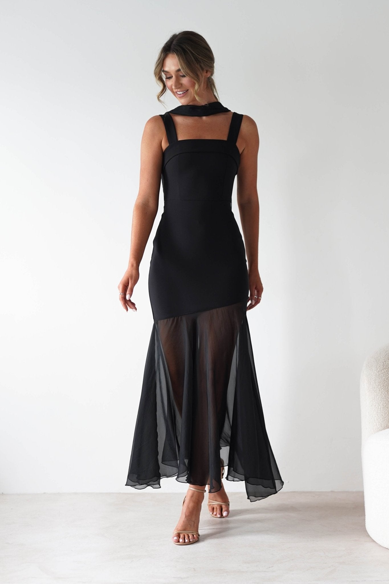 Harmony Square Neck Bodycon Maxi Dress Black | Wedding Guest Dress | Square Neck | Bodycon | Oh Hello Clothing