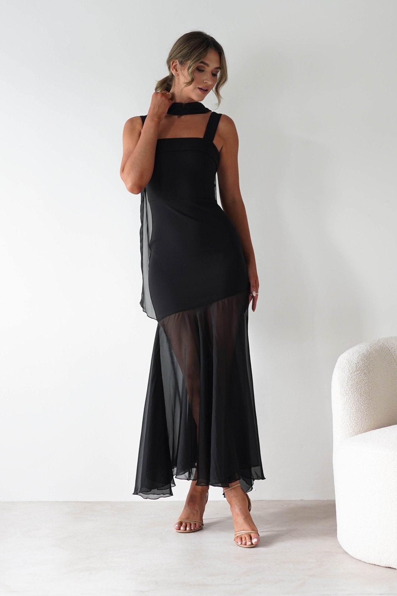 Harmony Square Neck Bodycon Maxi Dress Black | Wedding Guest Dress | Square Neck | Bodycon | Oh Hello Clothing