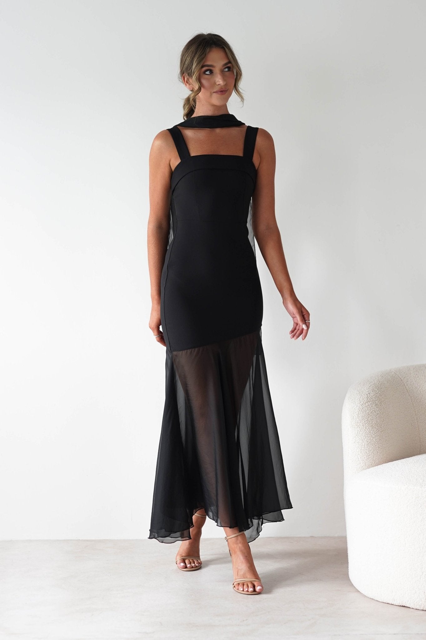 Harmony Square Neck Bodycon Maxi Dress Black | Wedding Guest Dress | Square Neck | Bodycon | Oh Hello Clothing