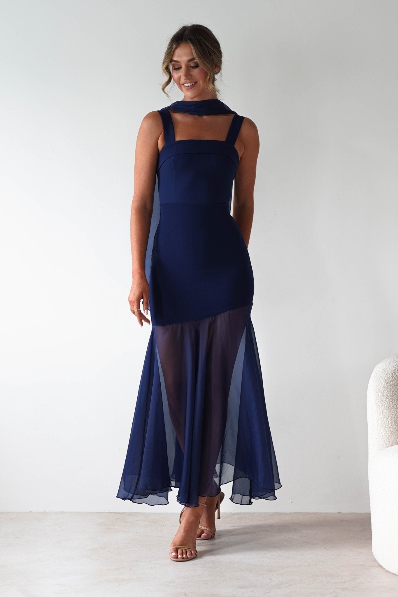Harmony Square Neck Bodycon Maxi Dress Navy | Wedding Guest Dress | Square Neck | Bodycon | Oh Hello Clothing