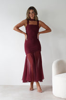 Harmony Square Neck Bodycon Maxi Dress Wine | Wedding Guest Dress | Square Neck | Bodycon | Oh Hello Clothing