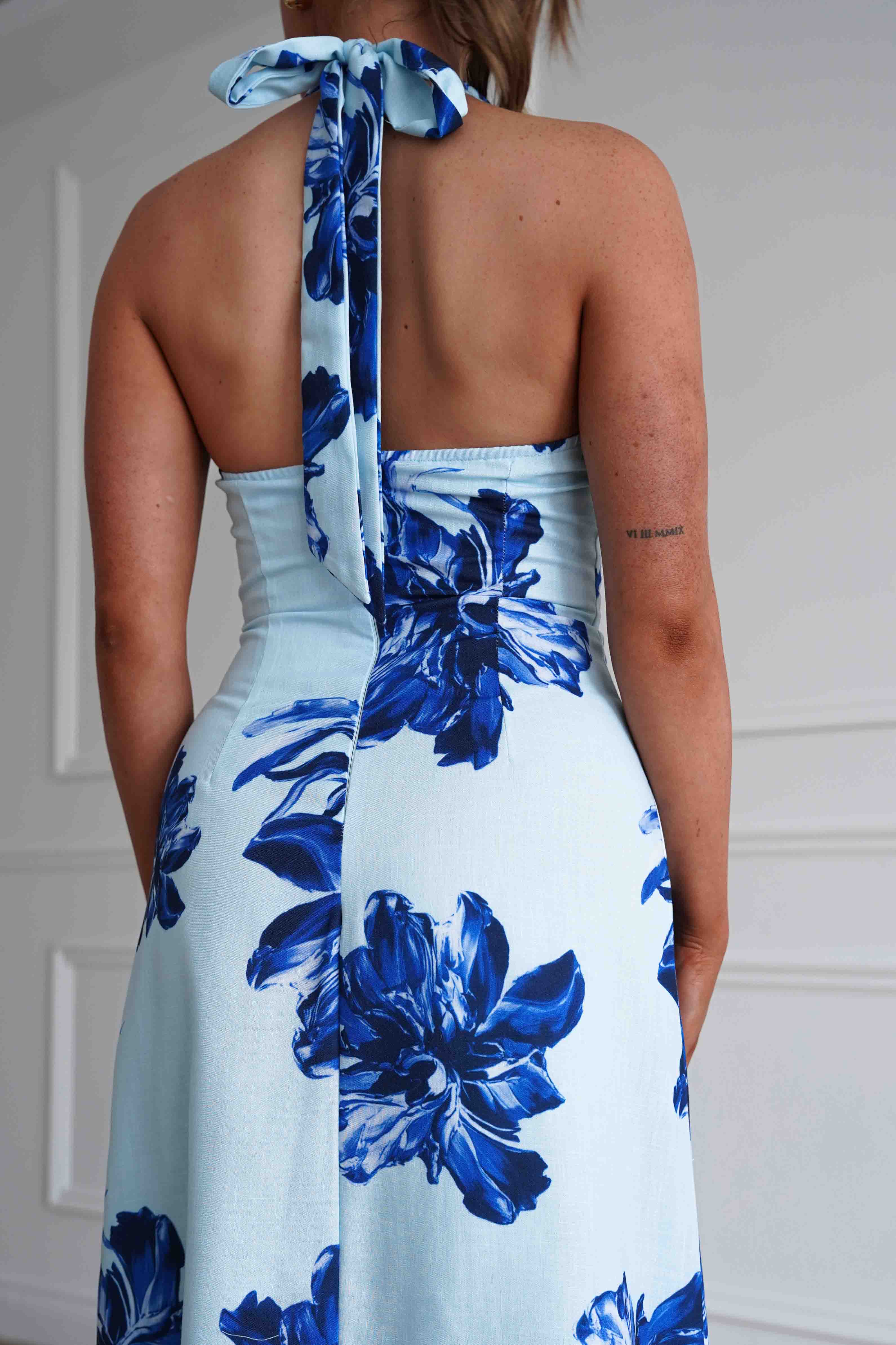 Oh Hello Clothing Women > Clothing > Dresses Hinata Woven Floral Maxi Dress | Blue