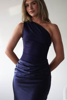 Kashia Draped Satin Maxi Dress Navy | Black Tie Evening Dress | Draped Skirt | Maxi | Oh Hello Clothing