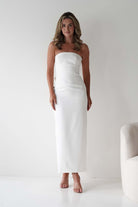 Louisiana Pearl Bow Strapless Dress | White | Graduation | Bride To Be Hen Dress | Oh Hello Clothing