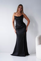 Oh Hello Clothing Dresses > Prom Dresses Lucienne Satin Strapless Maxi Dress | Black