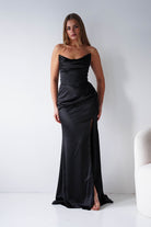 Oh Hello Clothing Dresses > Prom Dresses Lucienne Satin Strapless Maxi Dress | Black