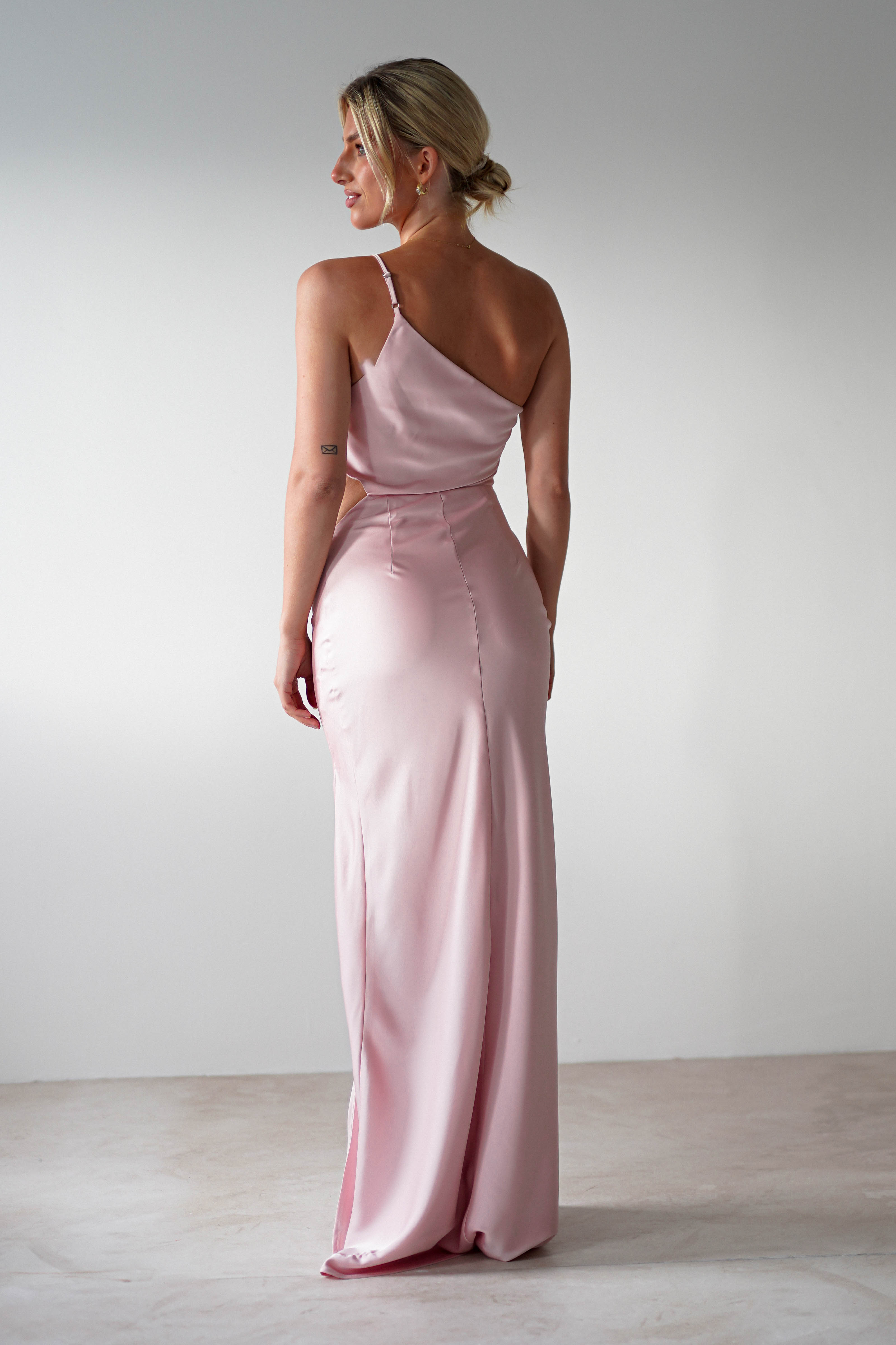 Lyra Soft Matte Satin Maxi Dress Blush Pink | Wedding Guest Dress | Maxi | Satin | Oh Hello Clothing