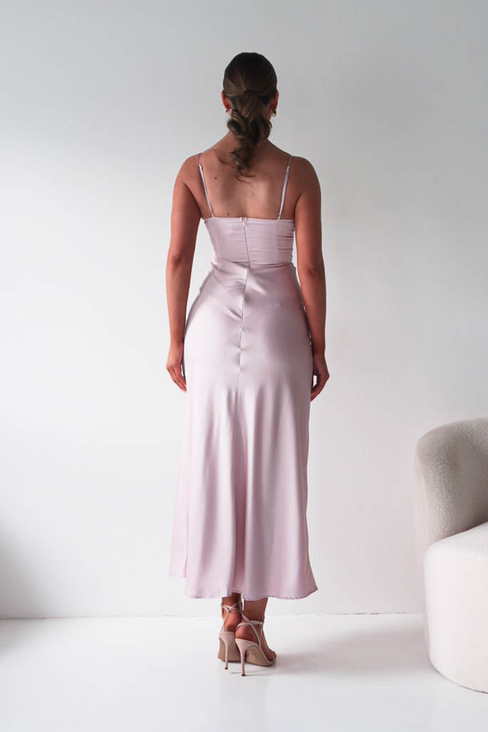 Oh Hello Clothing Women > Clothing > Dresses Madi Drape Front Detail Satin Maxi Dress | Pink
