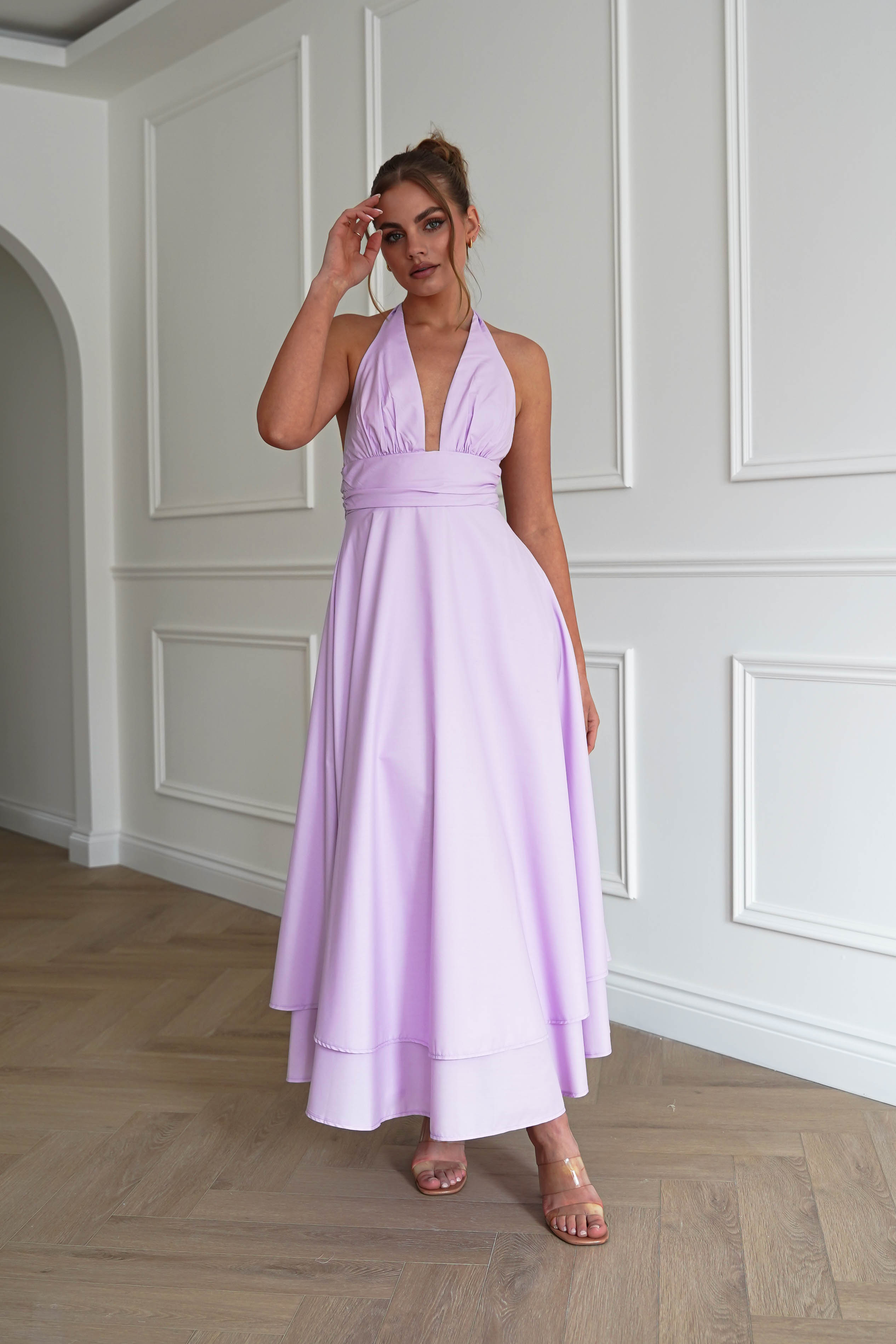 Oh Hello Clothing Women > Clothing > Dresses Makaila Halterneck Chiffon Midaxi Dress | Lilac