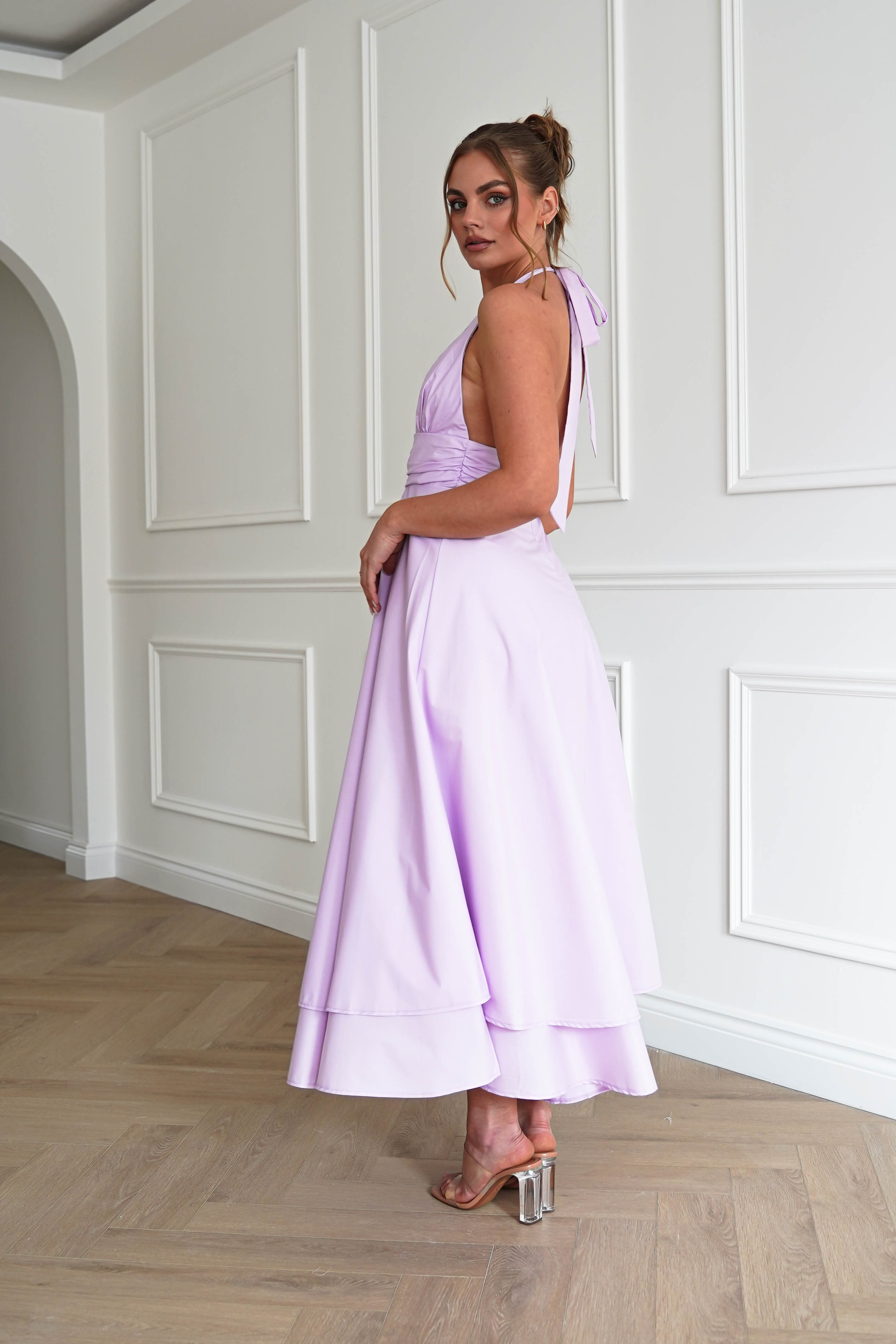 Oh Hello Clothing Women > Clothing > Dresses Makaila Halterneck Chiffon Midaxi Dress | Lilac