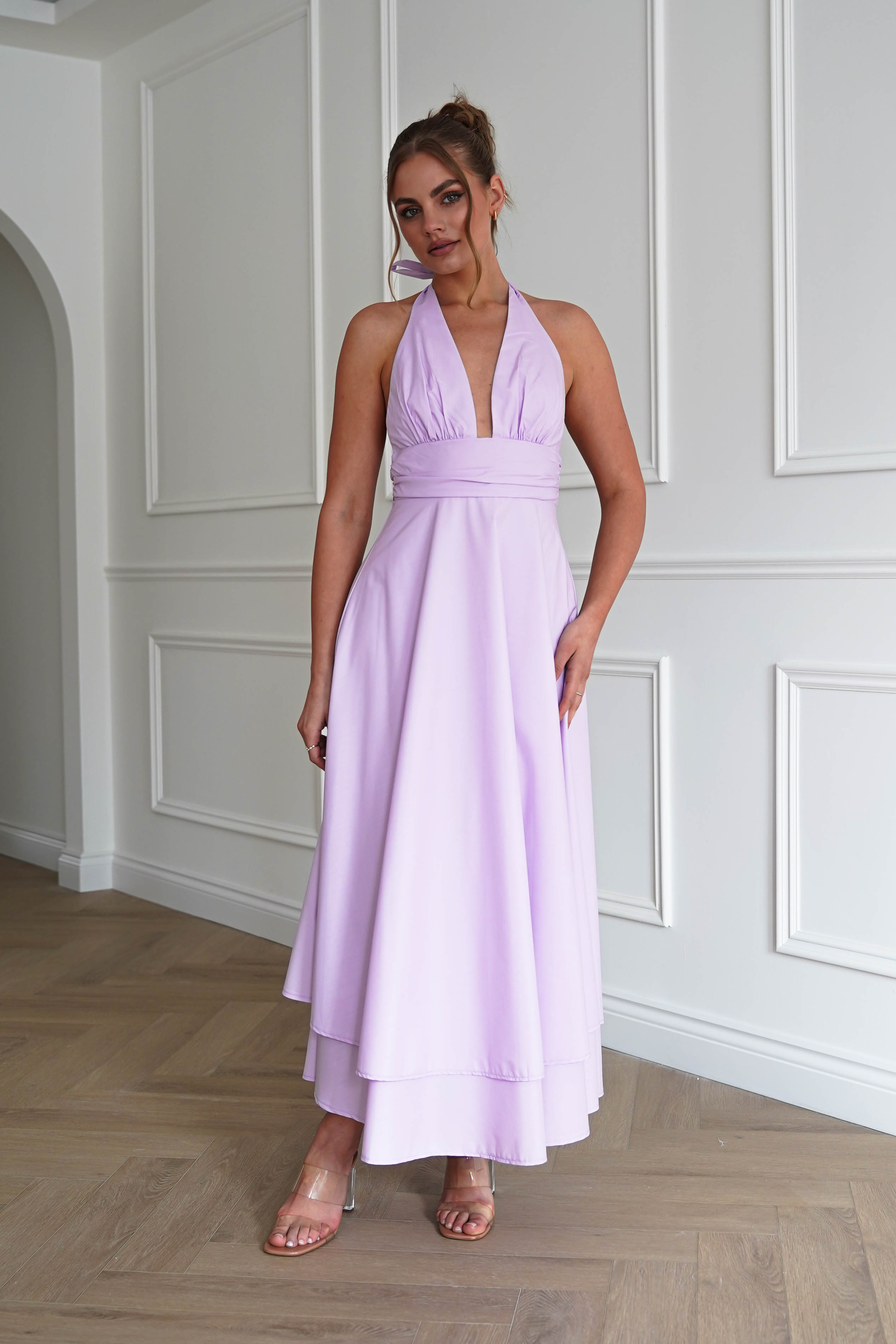 Oh Hello Clothing Women > Clothing > Dresses Makaila Halterneck Chiffon Midaxi Dress | Lilac