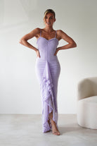Manuella Mesh Bodycon Midaxi Dress Lilac | Wedding Guest Dress | Bodycon | Mesh | Oh Hello Clothing