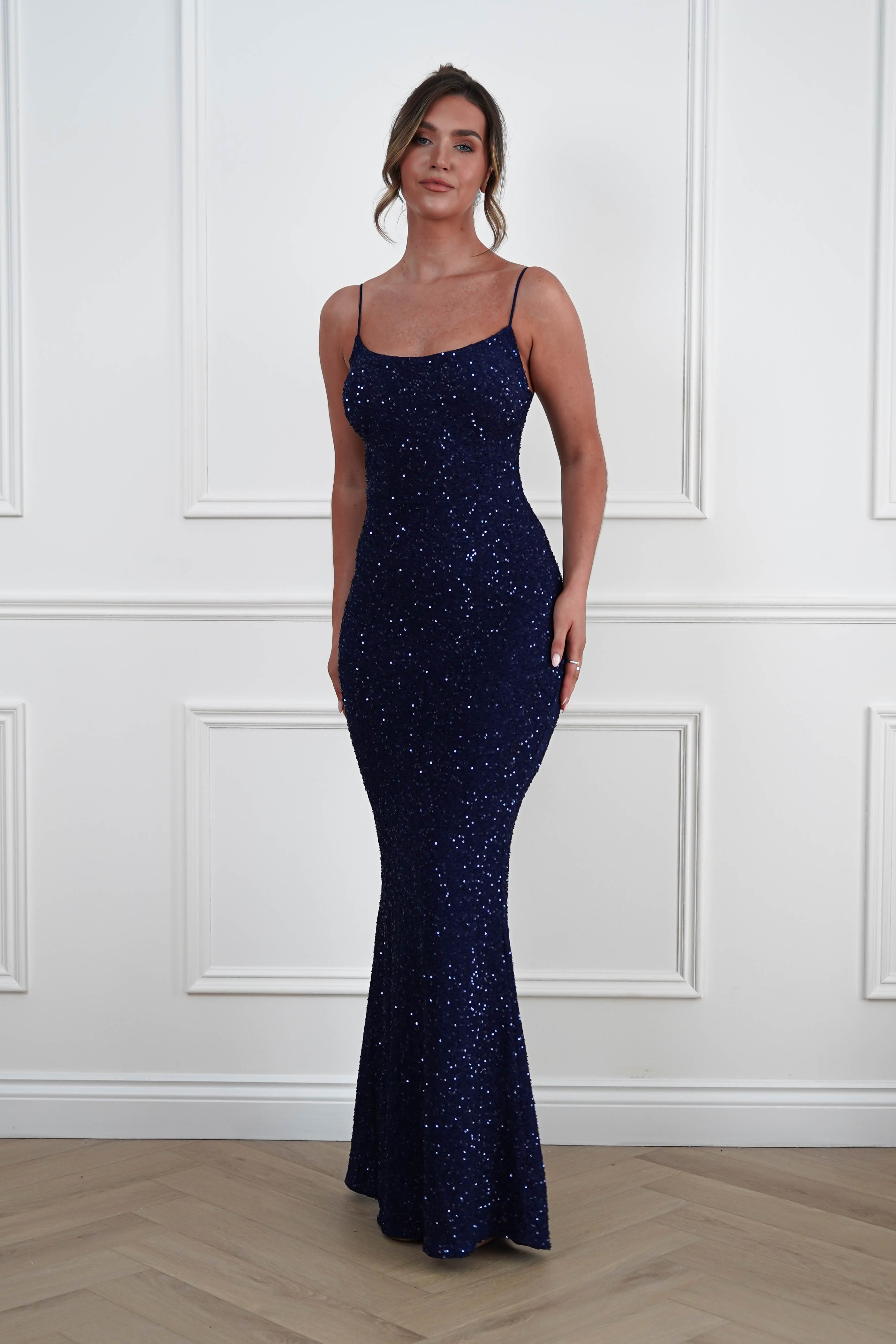 Oh Hello Clothing Dresses > Prom Dresses Maria Sequin Bodycon Maxi Gown | Navy