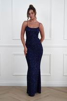 Oh Hello Clothing Dresses > Prom Dresses Maria Sequin Bodycon Maxi Gown | Navy