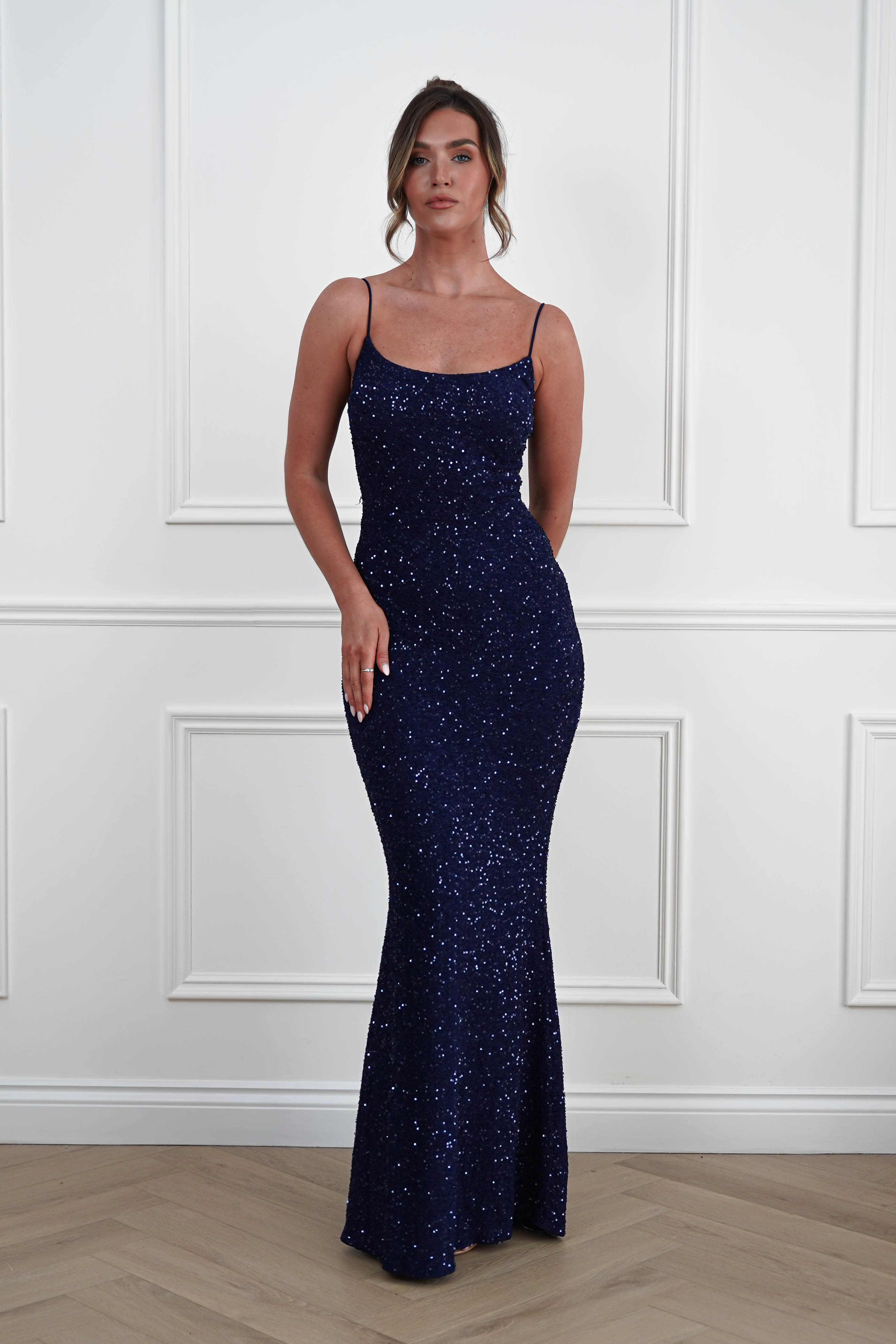 Oh Hello Clothing Dresses > Prom Dresses Maria Sequin Bodycon Maxi Gown | Navy