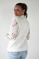 Oh Hello Clothing Women > Clothing > Knitwear ONE SIZE (6/12) Marie Lace Sleeve Knit Jumper | White