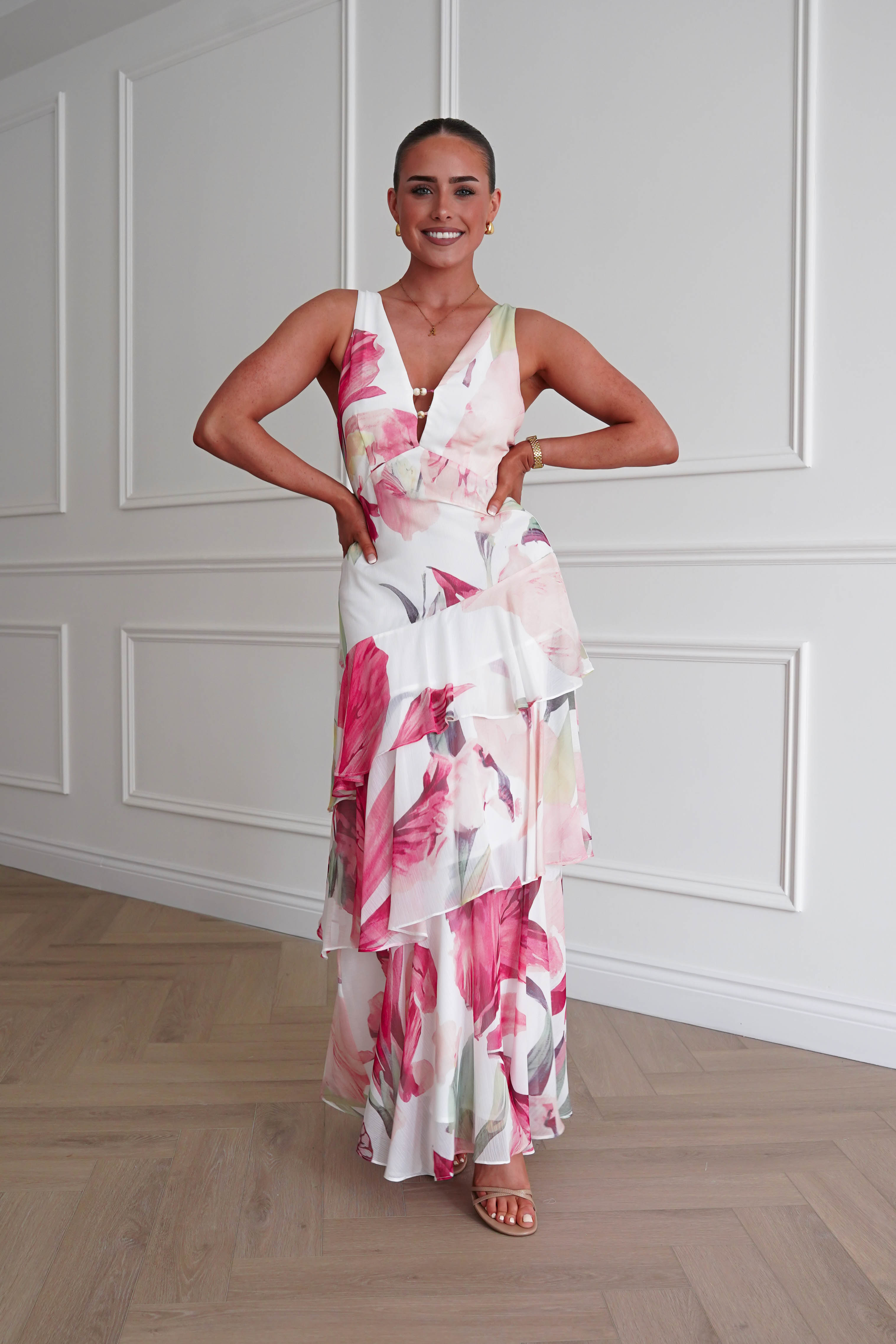 Oh Hello Clothing Women > Clothing > Dresses Marisol Floral Print Tiered Maxi Dress | Mixed Print