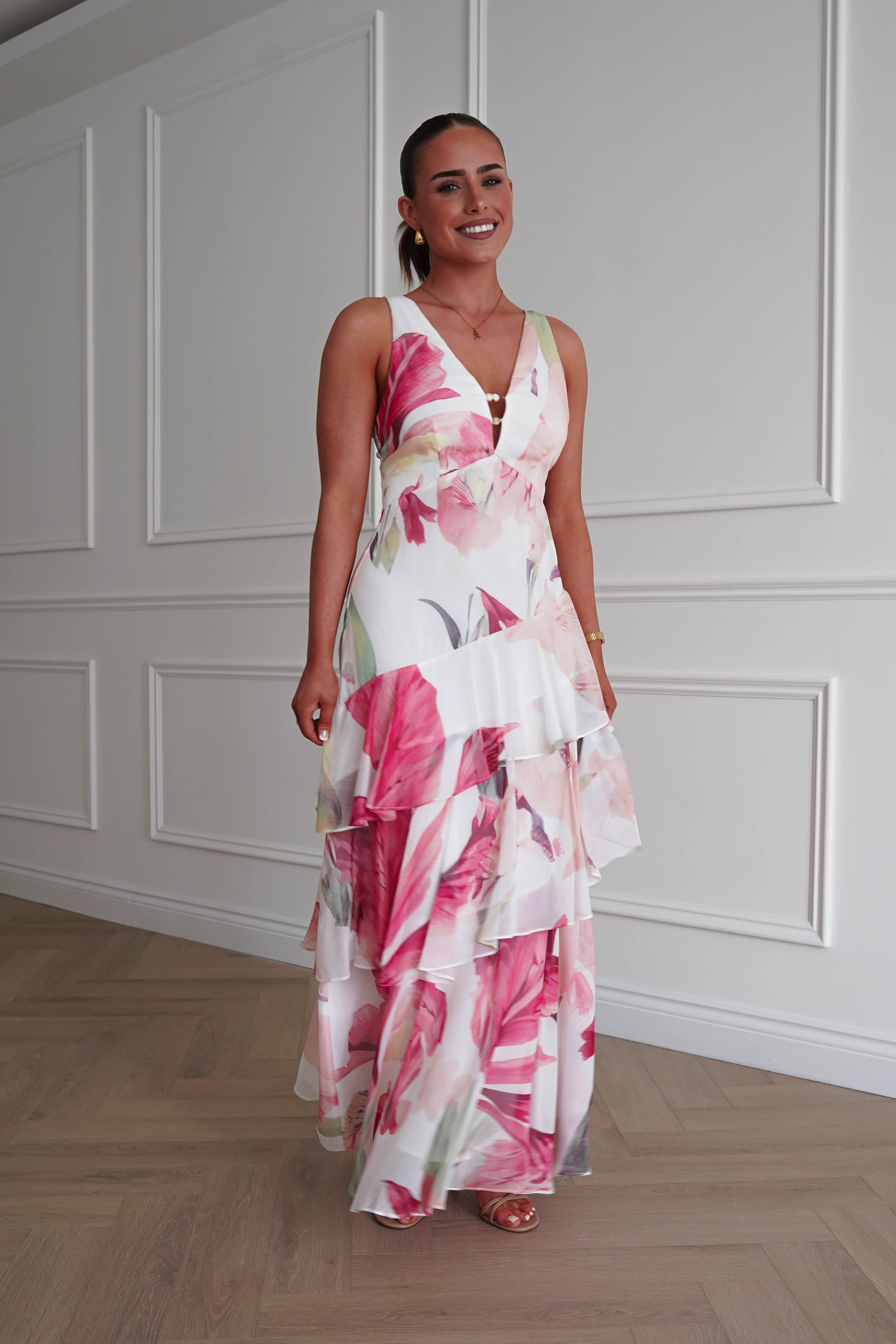 Oh Hello Clothing Women > Clothing > Dresses Marisol Floral Print Tiered Maxi Dress | Mixed Print