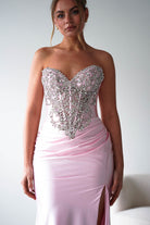 Oh Hello Clothing Women > Clothing > Dresses Melville Strapless Embellished Corset Gown | Pink