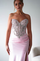 Oh Hello Clothing Women > Clothing > Dresses Melville Strapless Embellished Corset Gown | Pink
