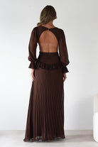 Middleton Pleated Maxi Dress Brown | Wedding Guest Dress | Pleated Skirt | Maxi | Oh Hello Clothing