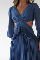 Middleton Pleated Maxi Dress Slate Blue | Wedding Guest Dress | Pleated Skirt | Maxi | Oh Hello Clothing