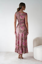Milla Mesh Floral Bodycon Maxi Dress Blush | Wedding Guest Dress | Bodycon | Maxi | Oh Hello Clothing