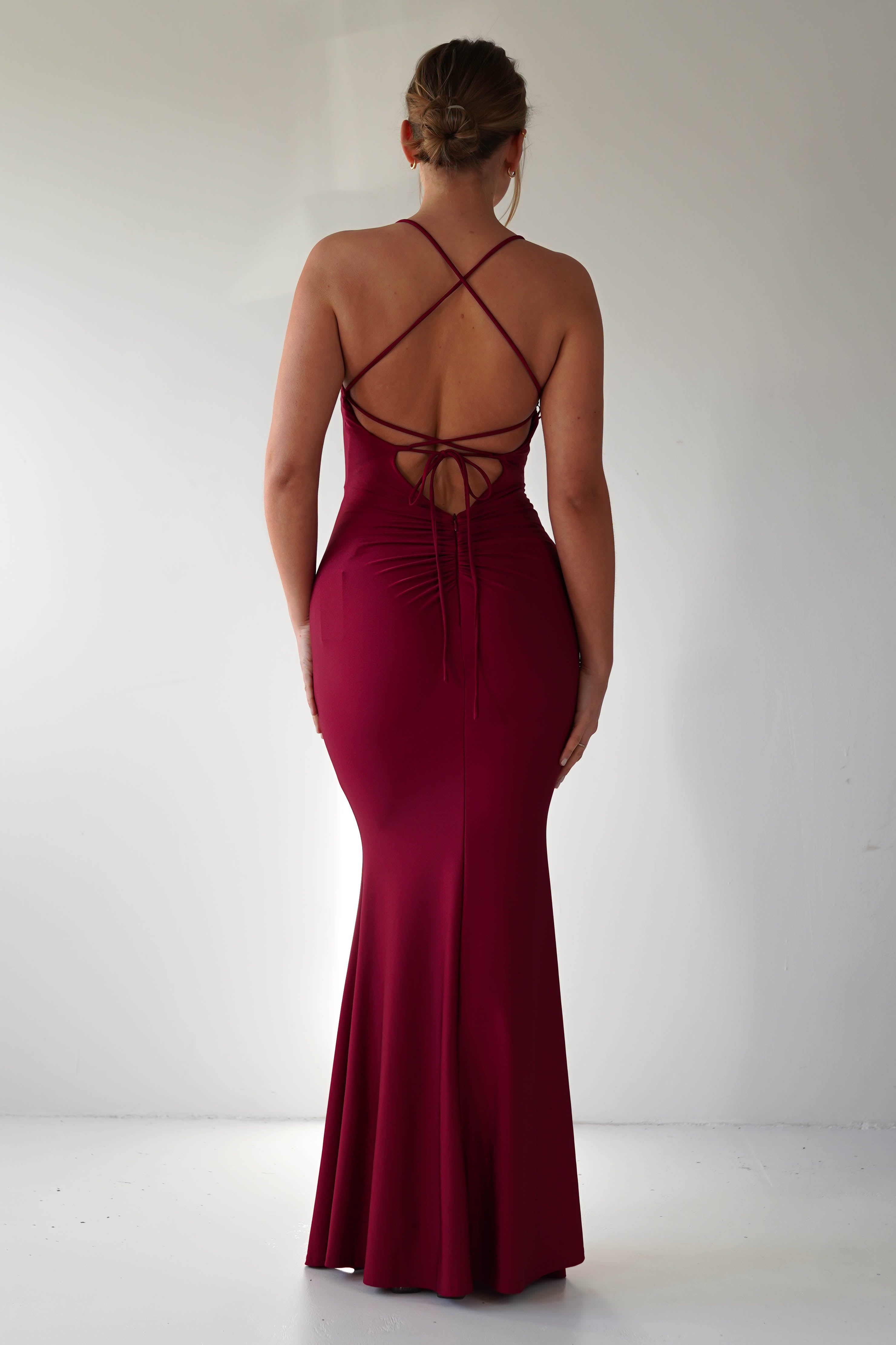 Monette Bodycon Maxi Gown | Burgundy | Debs & Prom | Formal Gown | Oh Hello Clothing