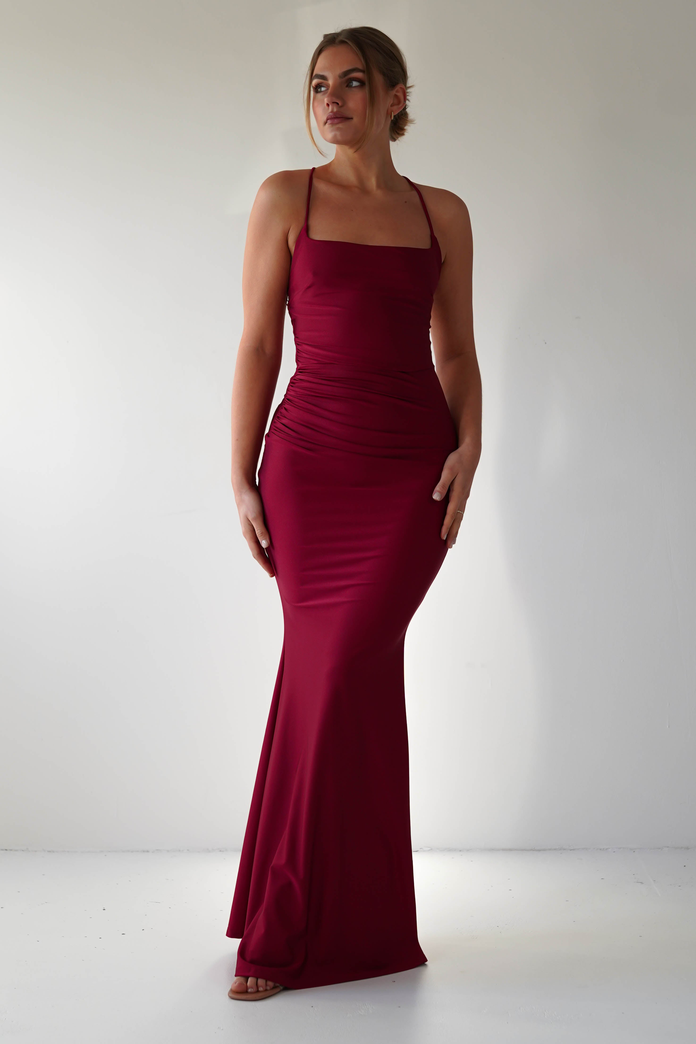 Monette Bodycon Maxi Gown | Burgundy | Debs & Prom | Formal Gown | Oh Hello Clothing