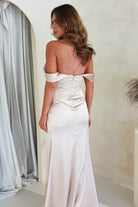 Monica Off The Shoulder Gown | Champagne | Graduation | Bride To Be Hen Dress | Oh Hello Clothing