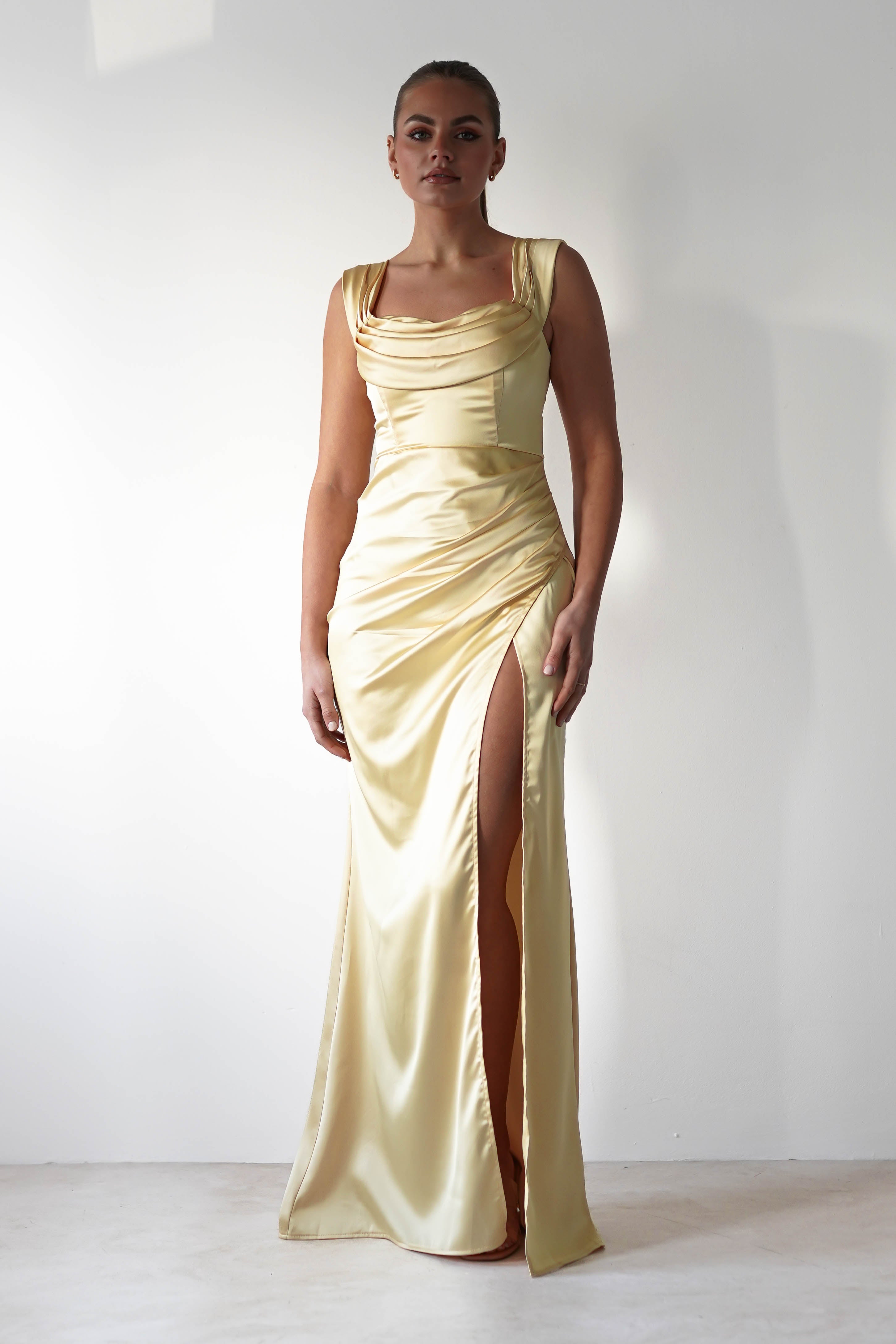 Monica Off The Shoulder Gown | Yellow | Debs & Prom | Formal Gown | Oh Hello Clothing